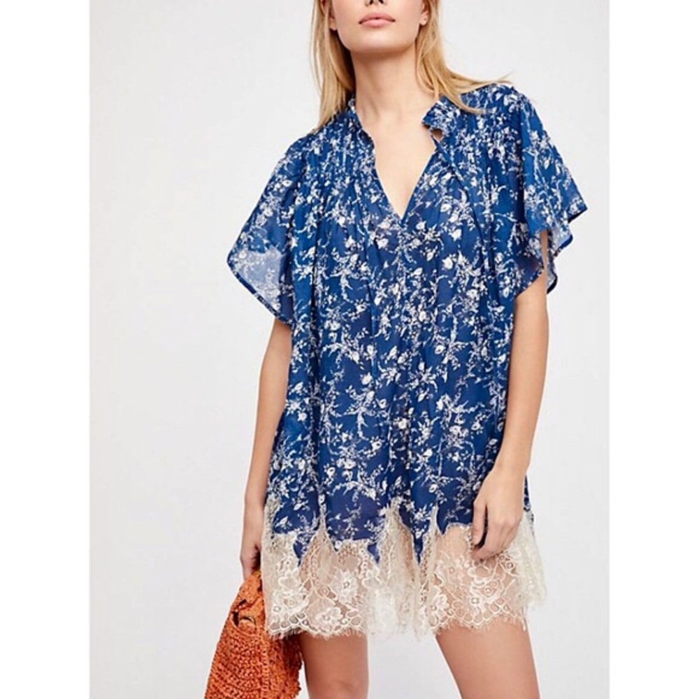NWT FREE PEOPLE PEOPLE MARIGOLD LACE HEM DRESS XS